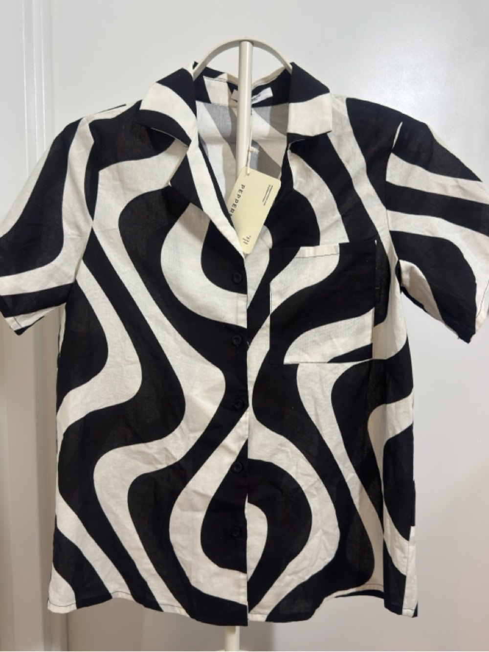 Peppermayo Black and White Swirl Shirt